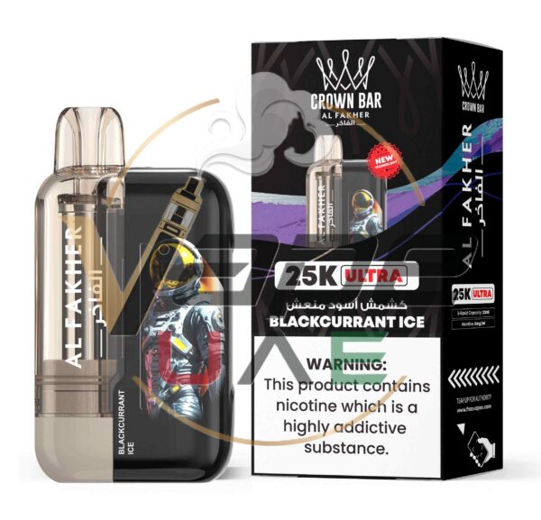 Al-Fakher-Ultra-25000-Puffs-50MG-Disposable-Vape-Price-in-Duabi-Blackcurrant-Ice.jpg Crown Bar Al Fakher Ultra 25000 Puffs 5mg Nicotine