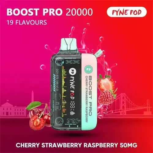 CHERRY-STRAWBERRY-RASPBERRY PYNE POD Boost Pro 20000 Puffs 50MG Disposable Vape