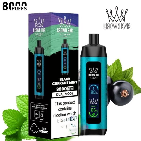 Crown-Bar-Al-Fakher-8000-Pro-Black-Currant-Mnt-2.jpg Al Fakher Crown Bar PRO 8000 Puffs 50mg Disposable Vape