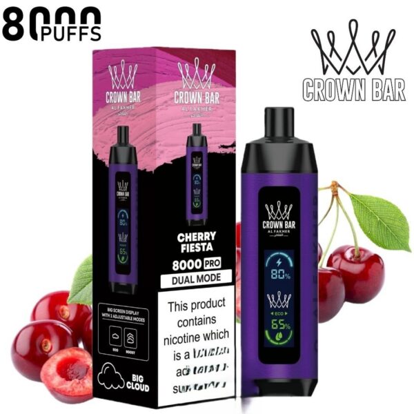 Crown-Bar-Al-Fakher-8000-Pro-Cherry-Fiesta-1.jpg Al Fakher Crown Bar PRO 8000 Puffs 50mg Disposable Vape