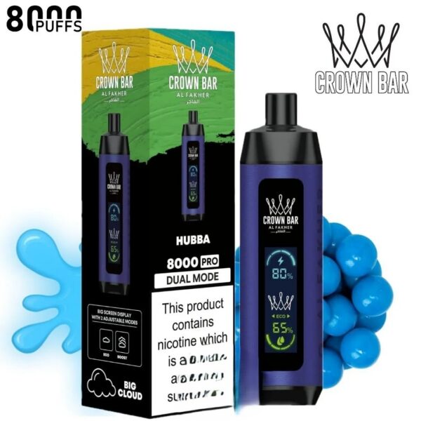 Crown-Bar-Al-Fakher-8000-Pro-Hubba-1.jpg Al Fakher Crown Bar PRO 8000 Puffs 50mg Disposable Vape