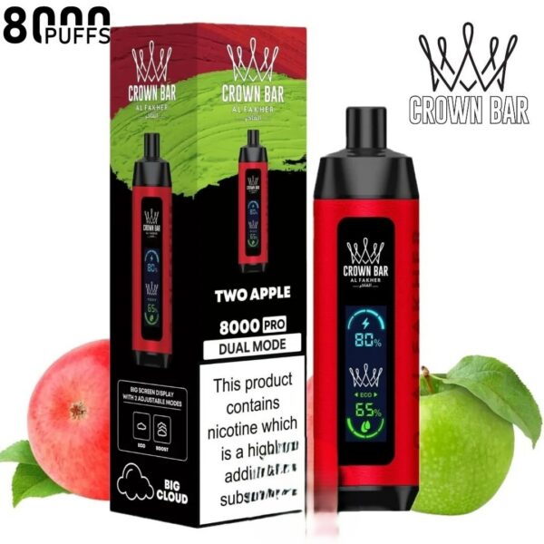 Crown-Bar-Al-Fakher-8000-Pro-Two-Apple-1.jpg Al Fakher Crown Bar PRO 8000 Puffs 50mg Disposable Vape
