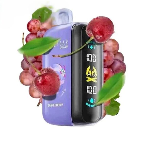 ELF-BAR-Raya-D3-25000-Puffs-50MG-Disposable-Vape-Grape-Cherry-1.jpg ELF BAR Raya D3 25000 Puffs 50MG NICOTINE