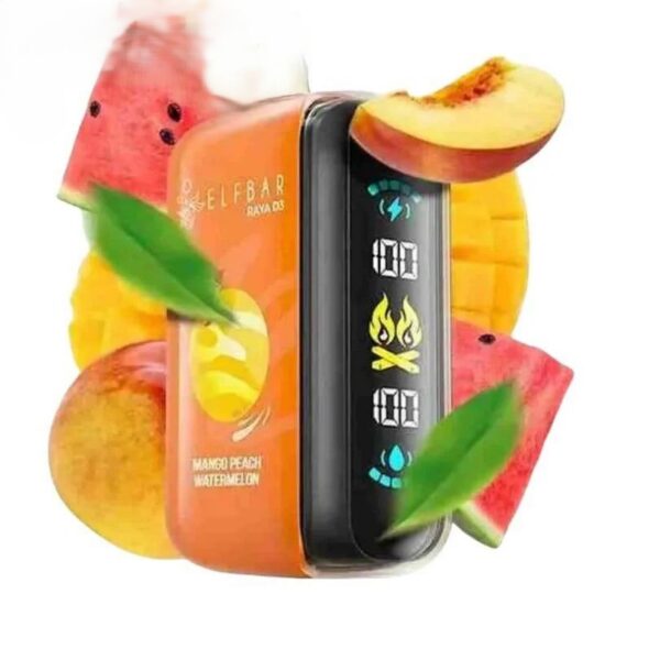 ELF-BAR-Raya-D3-25000-Puffs-50MG-Disposable-Vape-Mango-Peach-Watermelon-1.jpg ELF BAR Raya D3 25000 Puffs 50MG NICOTINE