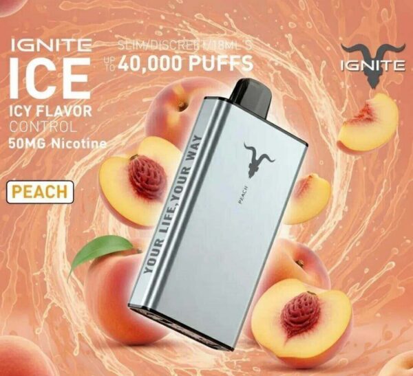 Ignite-Ice-40000-Puffs-Disposable-Peach-1.jpg Ignite Ice 40000 Puffs 50MG Nicotine Disposable Vape