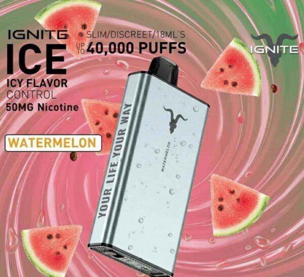 Ignite-Ice-40000-Puffs-Disposable-Watermelon-1.jpg Ignite Ice 40000 Puffs 50MG Nicotine Disposable Vape