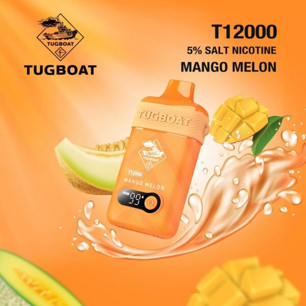 MANGO-MELON.jpg Tugboat T12000 puffs 50 MG rechargeable vape