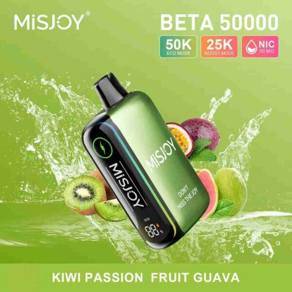 MISJOY-Beta-50000-Puffs-Disposable-Kiwi-Passion-Fruit-Guava.jpg MISJOY Beta 50000 Puffs Disposable Vape 50mg