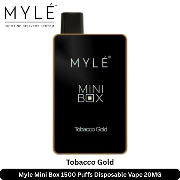 Myle-Mini-Box-1500-Puffs-Tobacco-Gold-Disposable-Vape-20mg-1.jpg Myle Mini Box 1500 Puffs 20MG Nicotine