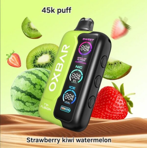 OXBAR-TRI-Fusion-45K-Disposable-Strawberry-Kiwi-Watermelon.jpg Oxbar TRI Fusion 45000 puffs 50mg nicotine