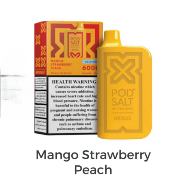 POD-SALT-NEXUS-6000-Puffs-Mango-Peach-Strawberry POD SALT Nexus 6000 Puffs 20mg Disposable Vape