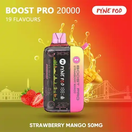 STRAWBERRY-MANGO PYNE POD Boost Pro 20000 Puffs 50MG Disposable Vape