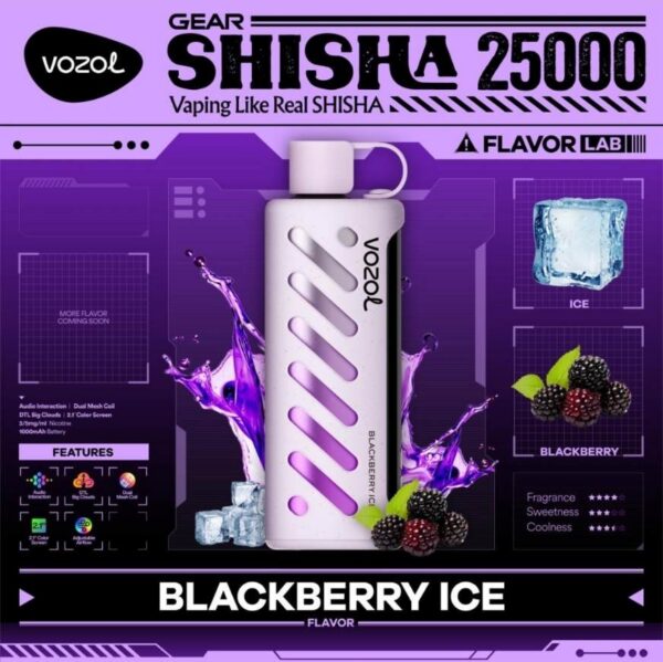 Vozol-Shisha-Blackberry-Ice VOZOL Gear Shisha 25000 puffs 5MG Nicotine