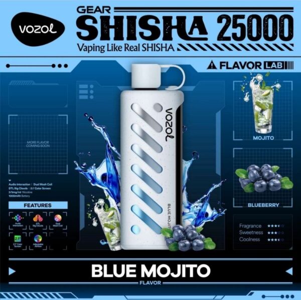 Vozol-Shisha-Blue-Mojito VOZOL Gear Shisha 25000 puffs 5MG Nicotine