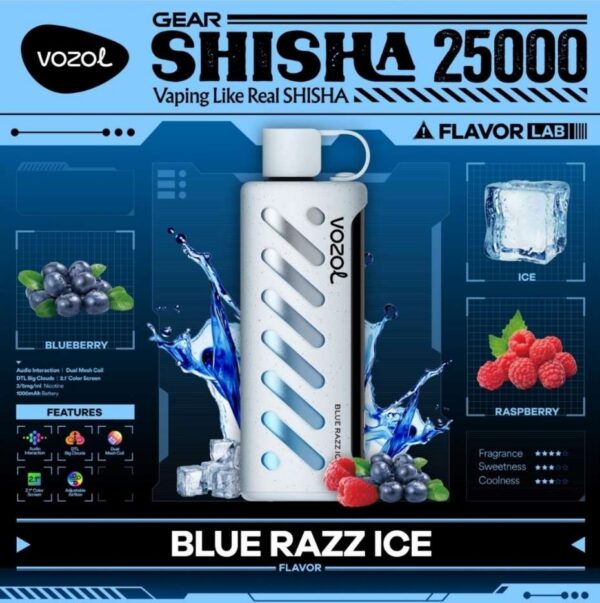 Vozol-Shisha-Blue-Razz-Ice VOZOL Gear Shisha 25000 puffs 5MG Nicotine
