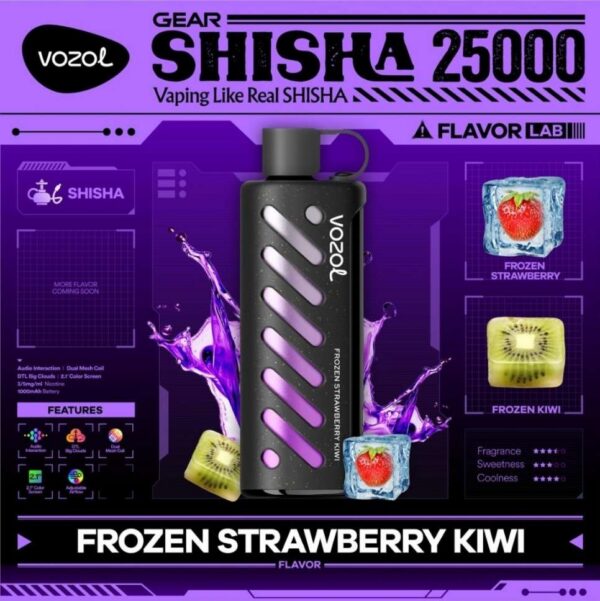 Vozol-Shisha-Frozen-Strawberry-Kiwi VOZOL Gear Shisha 25000 puffs 5MG Nicotine