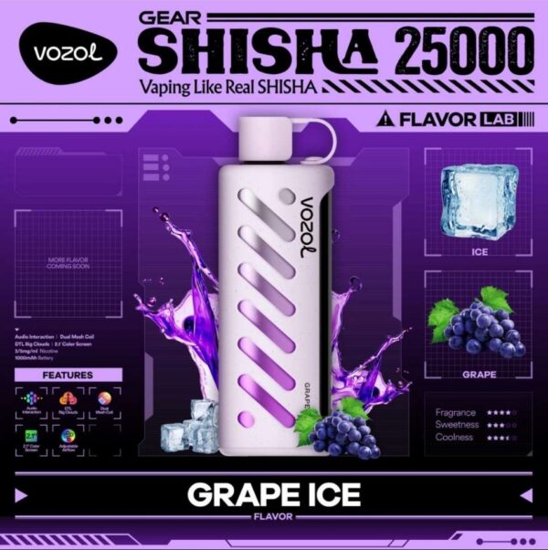 Vozol-Shisha-Grape-Ice VOZOL Gear Shisha 25000 puffs 5MG Nicotine