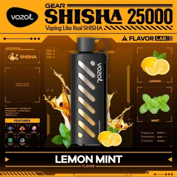 Vozol-Shisha-Lemon-Mint VOZOL Gear Shisha 25000 puffs 5MG Nicotine