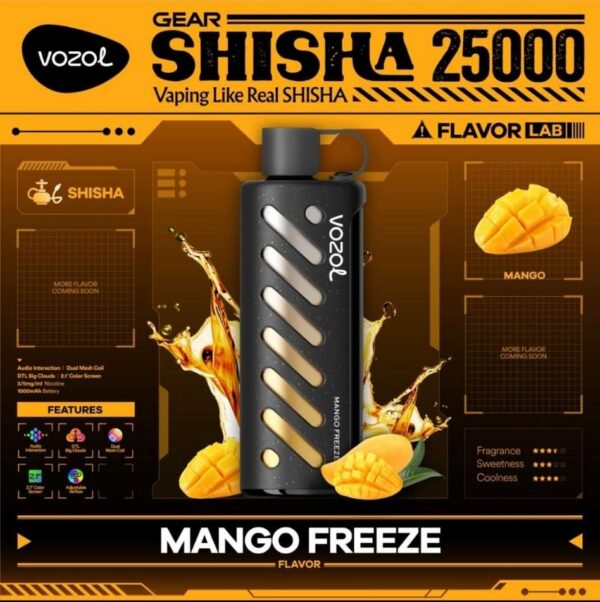 Vozol-Shisha-Mango-Freeze VOZOL Gear Shisha 25000 puffs 5MG Nicotine