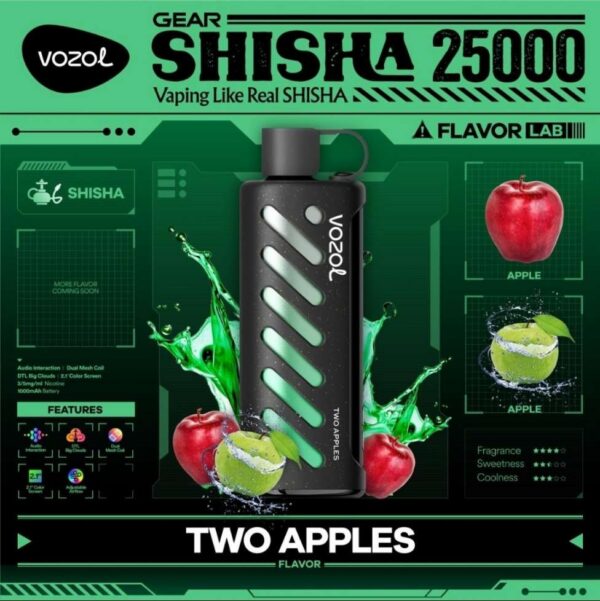 Vozol-Shisha-Two-Apple VOZOL Gear Shisha 25000 puffs 5MG Nicotine