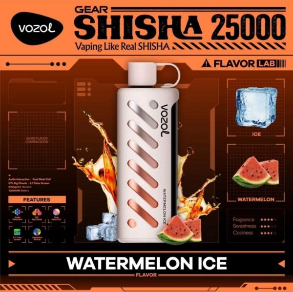 Vozol-Shisha-Watermelon-Ice VOZOL Gear Shisha 25000 puffs 5MG Nicotine