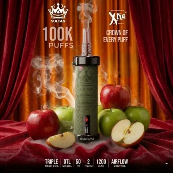 XTRA-SULTAN-100K-Puffs-DTL-Shisha-Double-Apple-600x600 Xtra Sultan shisha Dtl 100k puffs 2mg nicotine