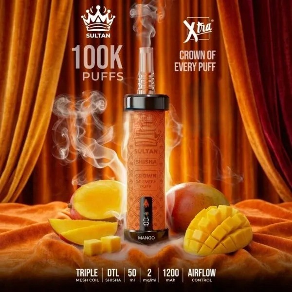 XTRA-SULTAN-100K-Puffs-DTL-Shisha-Mango-600x600 Xtra Sultan shisha Dtl 100k puffs 2mg nicotine