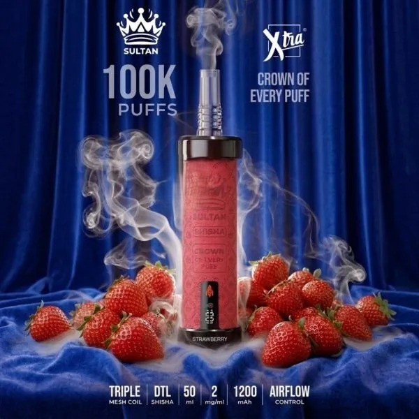 XTRA-SULTAN-100K-Puffs-DTL-Shisha-Strawberry-600x600 Xtra Sultan shisha Dtl 100k puffs 2mg nicotine