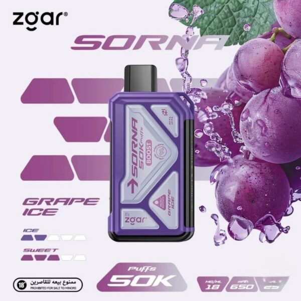 ZGAR-Sorna-Boost-50000-Puffs-18mg-Nicotine-Grape-Ice ZGAR Sorna Boost 50000 Puffs 18mg Nicotine