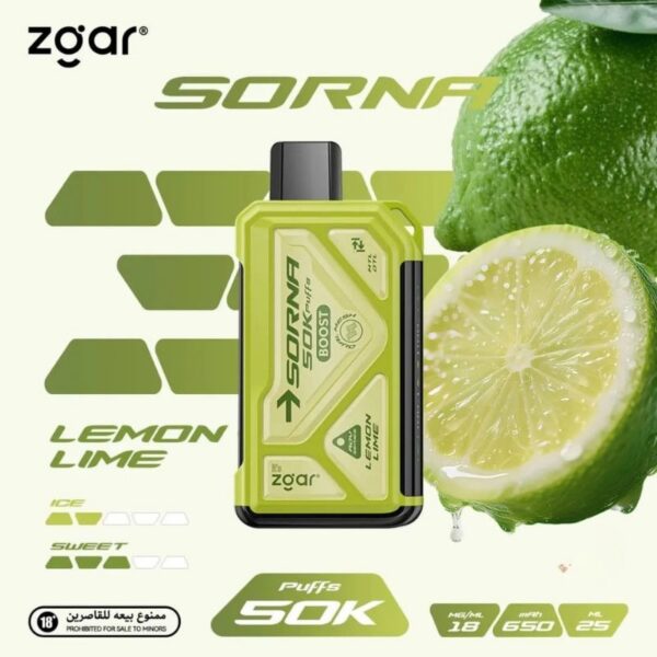 ZGAR-Sorna-Boost-50000-Puffs-18mg-Nicotine-Lemon-Lime ZGAR Sorna Boost 50000 Puffs 18mg Nicotine