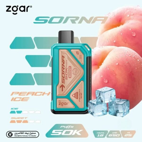 ZGAR-Sorna-Boost-50000-Puffs-18mg-Nicotine-Peach-Ice ZGAR Sorna Boost 50000 Puffs 18mg Nicotine