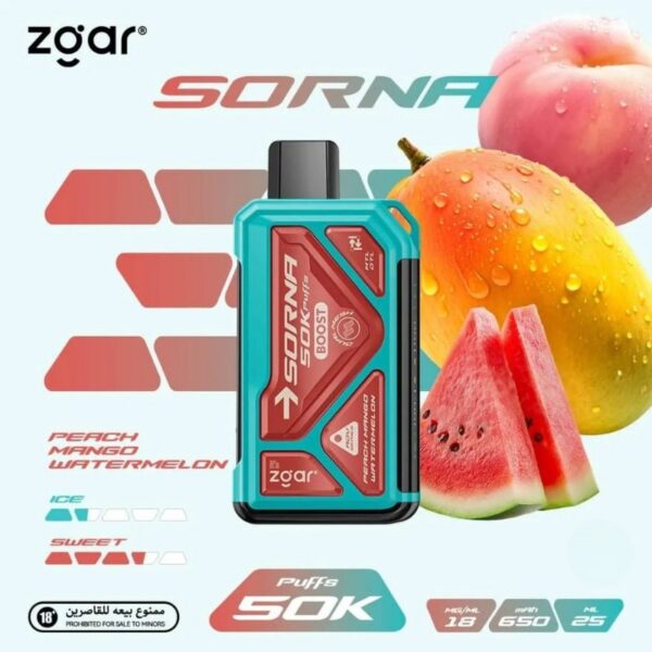 ZGAR-Sorna-Boost-50000-Puffs-18mg-Nicotine-Peach-Mango-Watermelon ZGAR Sorna Boost 50000 Puffs 18mg Nicotine
