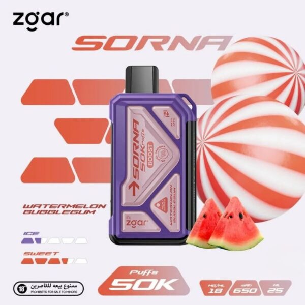 ZGAR-Sorna-Boost-50000-Puffs-18mg-Nicotine-Watermelon-Bubblegum ZGAR Sorna Boost 50000 Puffs 18mg Nicotine