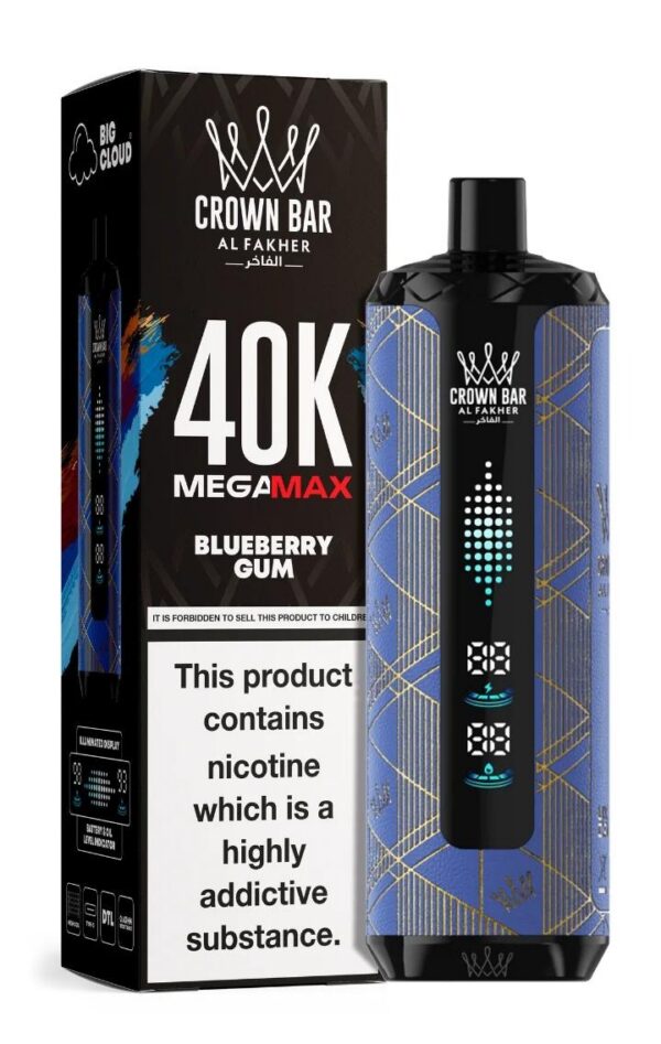 crown-bar-Al-fahker-v2.0-mega-max-BLUEBERRYGUM.jpg Crown Bar Al Fakher 40000 puffs v2.0 6mg nicotine