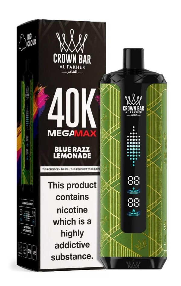 crown-bar-Al-fahker-v2.0-mega-max-BLUERAZZLEMONADE.jpg Crown Bar Al Fakher 40000 puffs v2.0 6mg nicotine