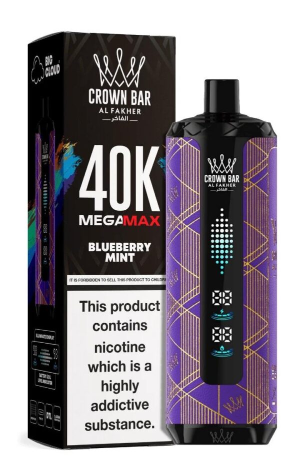 crown-bar-Al-fahker-v2.0-mega-max-Blueberry-Mint.jpg Crown Bar Al Fakher 40000 puffs v2.0 6mg nicotine