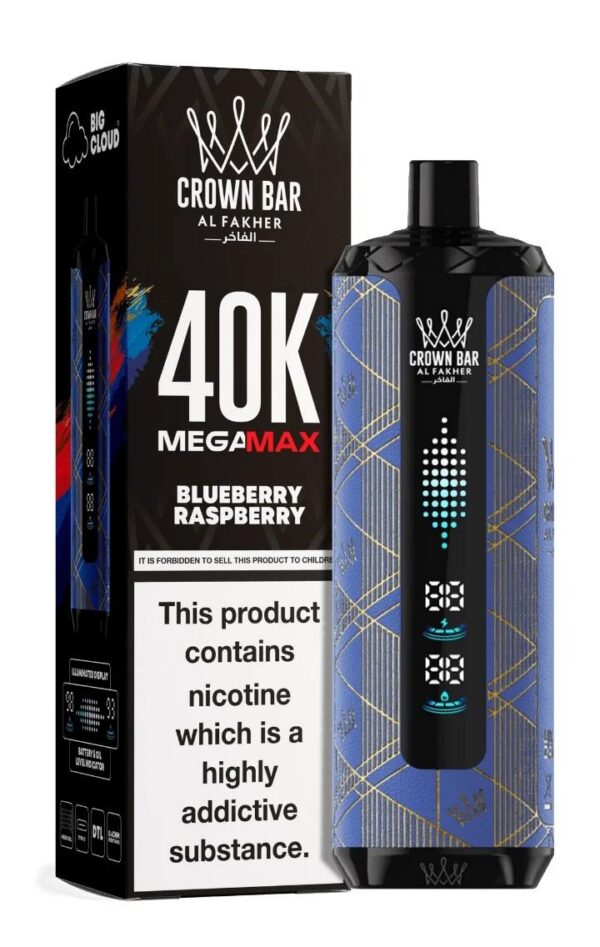 crown-bar-Al-fahker-v2.0-mega-max-Blueberry-Raspberry.jpg Crown Bar Al Fakher 40000 puffs v2.0 6mg nicotine