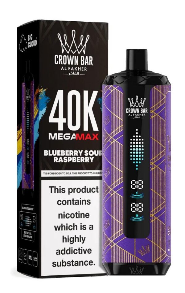 crown-bar-Al-fahker-v2.0-mega-max-Blueberry-Sour-Raspberry.jpg Crown Bar Al Fakher 40000 puffs v2.0 6mg nicotine