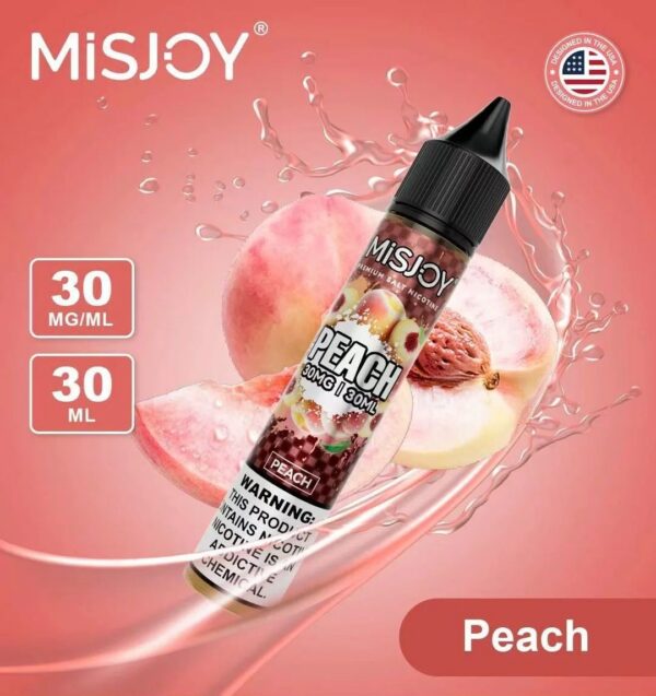 peach.jpg Misjoy premium salt nicotine 30mg 30ml liquid USA brand