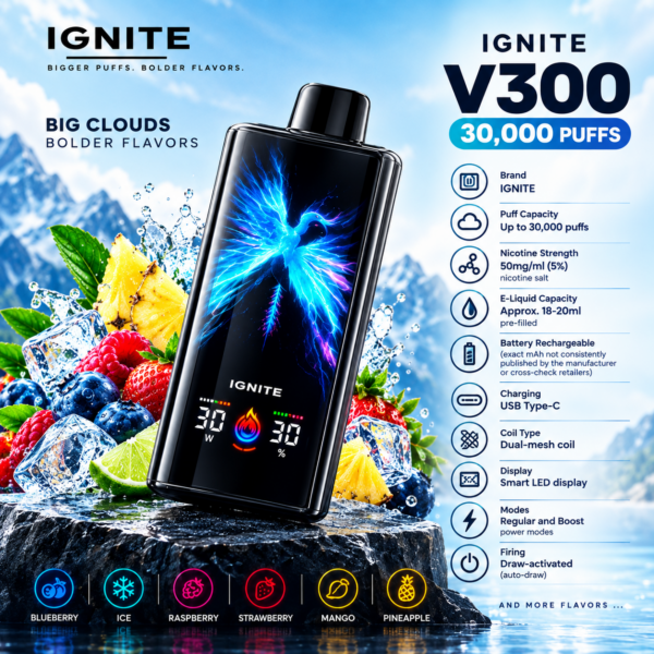 IGNITE-V300-30000-Puffs-Disposable-Vape-50MG IGNITE V300 30000 Puffs Disposable Vape 50MG