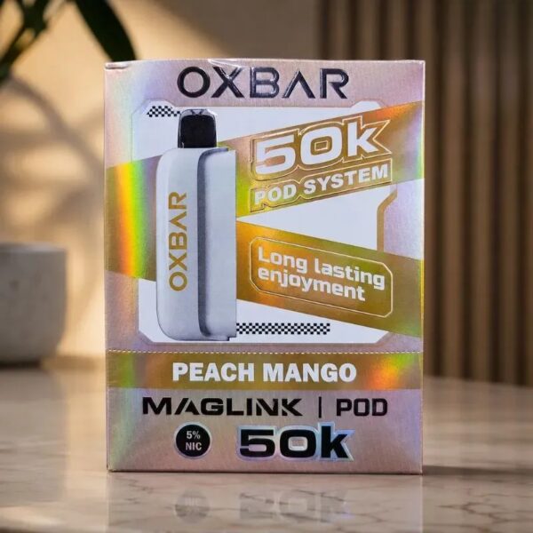 OXBAR-Maglink-50000-Puffs-Disposable-Pod-Battery-In-UAE-peach-mango OXBAR Maglink 50000 Puffs 5% Nicotine Disposable Pod & Battery