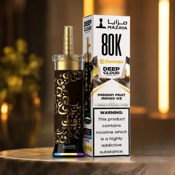 mazaya-deep-cloud-shisha-80000-puffs-disposable-vape-in-dubai-uae-passion-fruit-mango-ice Mazaya Deep Cloud Shisha 80000 Puffs 6MG Nicotine Disposable Vape